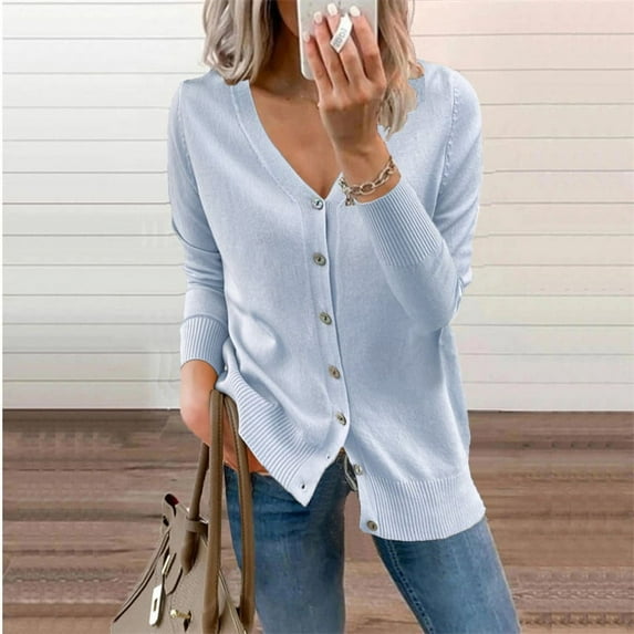 Women Lightweight Summer Cardigans Open Front Casual Solid Color Long Sleeve Knit Sweater Cover Up with Pockets