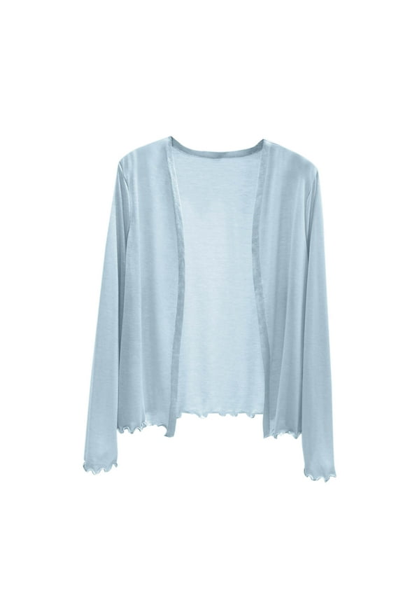 Women Lightweight Summer Rash Guard Cardigan Long Sleeve UV Protection Coverup Open Front Wrap Loungewear Sun Shawl