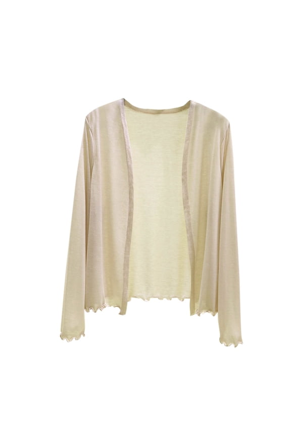 Women Lightweight Summer Rash Guard Cardigan Long Sleeve UV Protection Coverup Open Front Wrap Loungewear Sun Shawl