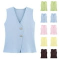 thumbnail image 1 of Women Lightweight Vest Dressy with Button Women Casual Solid Color V-Neck Sleeveless Tank Top Cropped Vest Winter Clothing for Women Pink M, 1 of 3