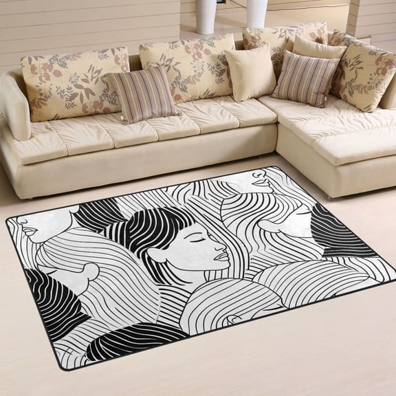 Women Line Area Rug Washable Floor Carpet Mat 60 x 39 inch for Bedroom Living Room Kids Room Home Decor