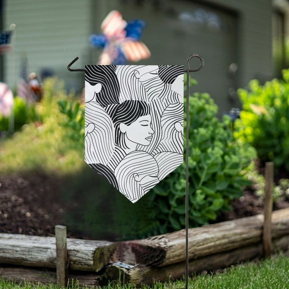 Women Line Garden Flag 18" x 12.5" Double Sided Yard Lawn Outdoor Decor Small Yard Flags