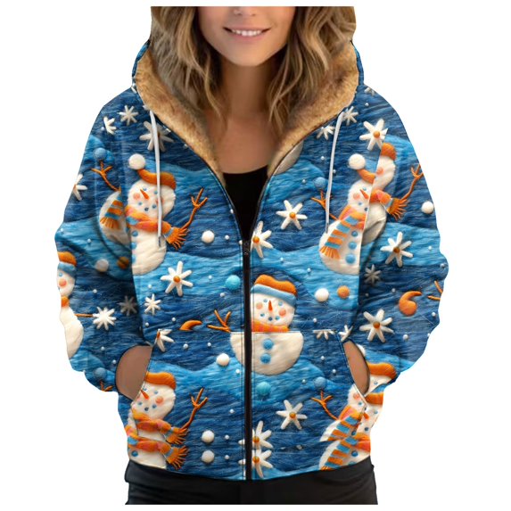 Women Lined Plush Sweat Jacket With Hood Autumn Winter Warm Hooded Jacket Loose Coat Pockets Large Sizes Hoodie Sweatshirt