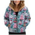 thumbnail image 1 of Women Lined Plush Sweat Jacket With Hood Autumn Winter Warm Hooded Jacket Loose Coat Pockets Large Sizes Hoodie Sweatshirt, 1 of 7