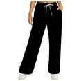 thumbnail image 1 of Women Lined Sweatpants Wide Straight Leg Pants Bottom Sweatpants Joggers Pants Workout High Waisted Yoga Pants with Pockets Womens Pants Casual Work Elastic Soft Pants Women Casual plus Size, 1 of 6