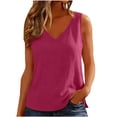thumbnail image 1 of Women Linen Blend Side Slit Tank Top Fitted Sleeveless Casual Summer Camisole,Hot Pink,S, 1 of 6