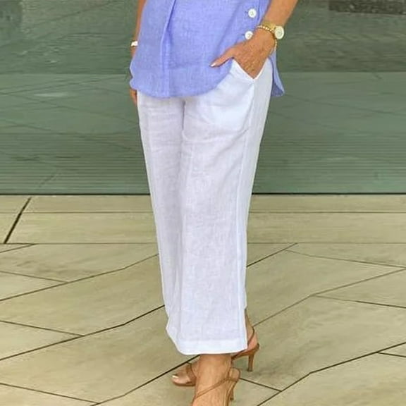 Women And Linen Elastic Waist Pant With Pocket Loose Harem Pants Pure Colour Crop Pants Pants for Women Casual plus Size Women's Dress Pants for Work Business Casual Printed Pants for Women Casual