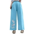 thumbnail image 1 of Women Linen Palazzo Pants High Waisted Wide Leg Summer Trousers Floral Embroidery Elastic Waist Pockets Retro Casual Pant, 1 of 6