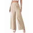 thumbnail image 1 of Women Linen Palazzo Pants Summer Boho Wide Leg High Waist Casual Lounge Pant Travel Vacation Outfits S, 1 of 9