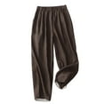 thumbnail image 1 of ZQUUVOU Women Linen Pants Solid Color Fashion Elastic Waist Flipped Nine Point Pants Summer Outfits for Women D-Coffee, 1 of 3