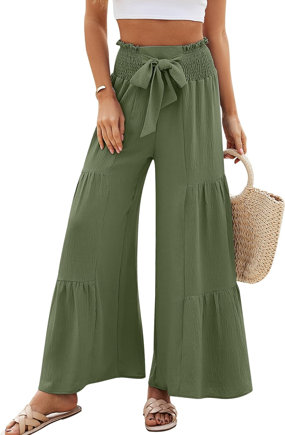 Women Linen Pants Summer Vacation Outfits Wide Leg High