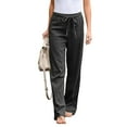 thumbnail image 1 of Women Linen Pants Summer Wide Leg Casual Loose Drawstring High Waist Palazzo Pants Trousers With Pockets Women's Casual Pants Women Casual Dress Pants Pant Beach Pants for Women Work Casual plus Size, 1 of 6