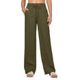 thumbnail image 1 of Women Linen Pants Wide Leg Palazzo Pants Cotton Linen Drawstring Summer Pants with Pockets 29"/31"/ 33", 1 of 6