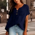 thumbnail image 1 of Women Linen Shirt Summer Linen Tops Loose Fit Tee Shirt Women Cotton Boho Tops Gauze Shirts For Women Boho Peasant Gauze Blouses Linen Clothing For Women Summer Blouses For Women Navy S, 1 of 9