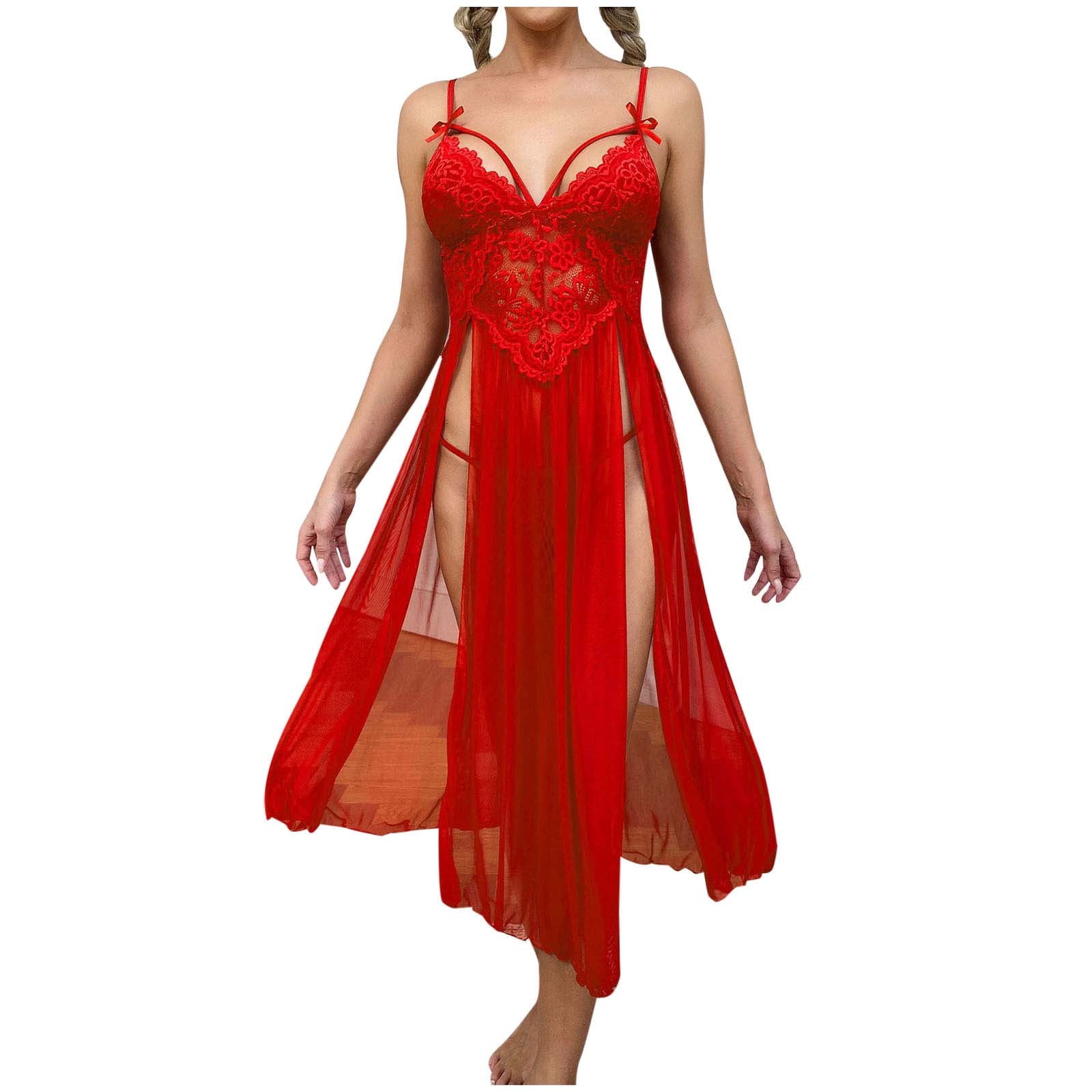 Women Lingerie Deep V Neck Nightwear One Piece Sexy Nightgowns Lace Mesh  Dress Babydoll Sexy Chemise Nightie Cami Dress Sleep Dress - Walmart.com