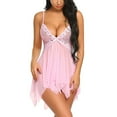 thumbnail image 1 of Women Lingerie Flower Lace Lingerie Babydoll V Neck Sleepwear Strap Chemise, 1 of 7