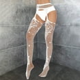 thumbnail image 1 of Women Lingerie Garter Belt Stocking Fishnet Thigh High Tights Suspender Pantyhose White Size One Size, 1 of 4