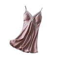 thumbnail image 1 of Women Lingerie Lace Chemise Negligee Nightie Spaghetti Strap Bridal Full Slips Sleepwear, 1 of 4