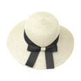 thumbnail image 1 of Women Little Girls Straw Sun Hat Summer Wide Brim Beach Cap Foldable Visor Floppy Hats Wide Brim with Bowknot, 1 of 8