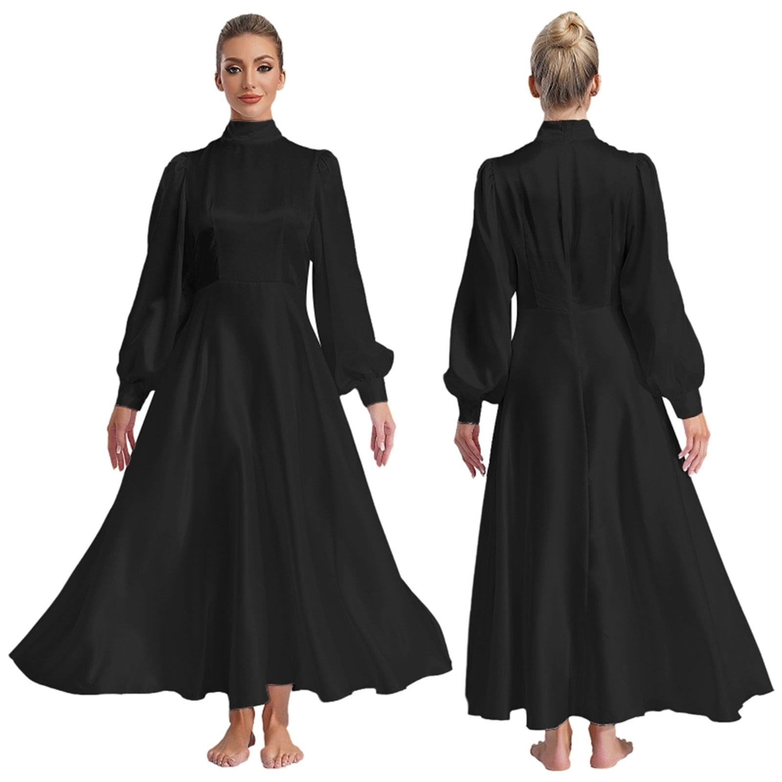 Women Liturgical Dance Robe Choir Performance Costume Satin Flared ...