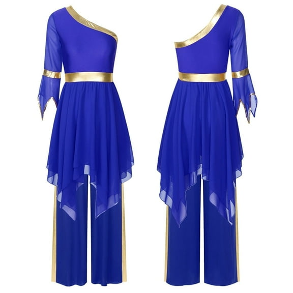 Women Liturgical Praise Dance Dress With Wide-Leg Pants