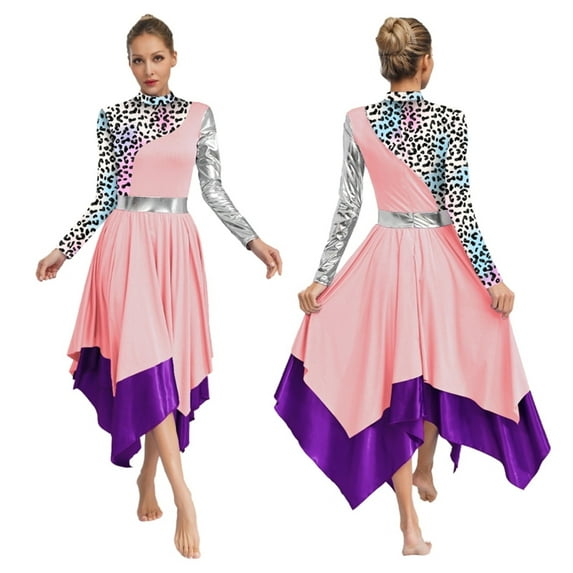 Women Liturgical Praise Dance Dresses Long Sleeve Stylish Dress For Lyrical Worship Dance Choir Stage Performance