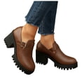 thumbnail image 1 of Women Loafers Platform Chunky Heel Slip On Lug Sole Ankle Boot Leather Casual Dressy Office Business Shoes, 1 of 8