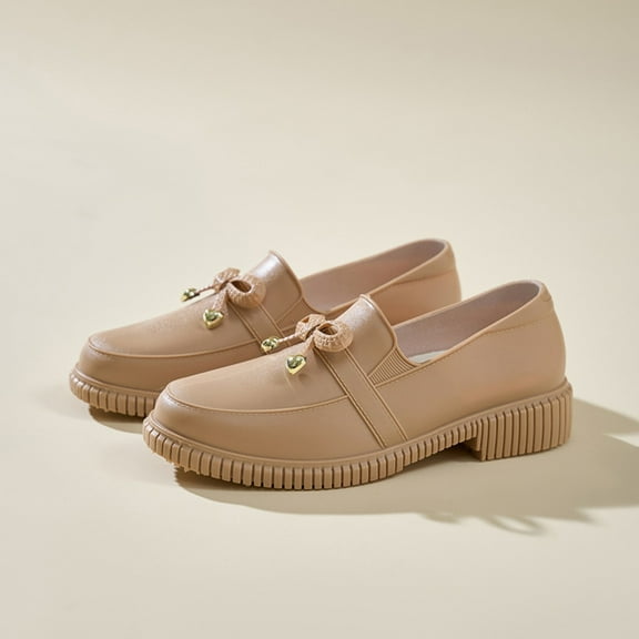 Women Loafers Shoes Business Low Top Leather Casual Shoes Rain Shoes Comfortable & Lightweight Round Toe Penny Dressy Slip On Work Flats