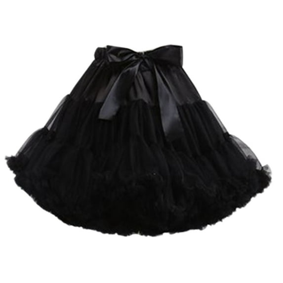 Women Lolita Cosplay Petticoat Puffy Layered Ballet Tutu Skirt Bow Underskirt