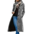 thumbnail image 1 of Women Long Coat Stand Collar Peacoat Lapel Wool Coat Single Breasted Pea Coat Trendy Wool Coats Casual Fashion Topcoat 2025 Thicken Outwear Elegant Outfits Office Vacation Coat(Dark Gray,XXL), 1 of 7