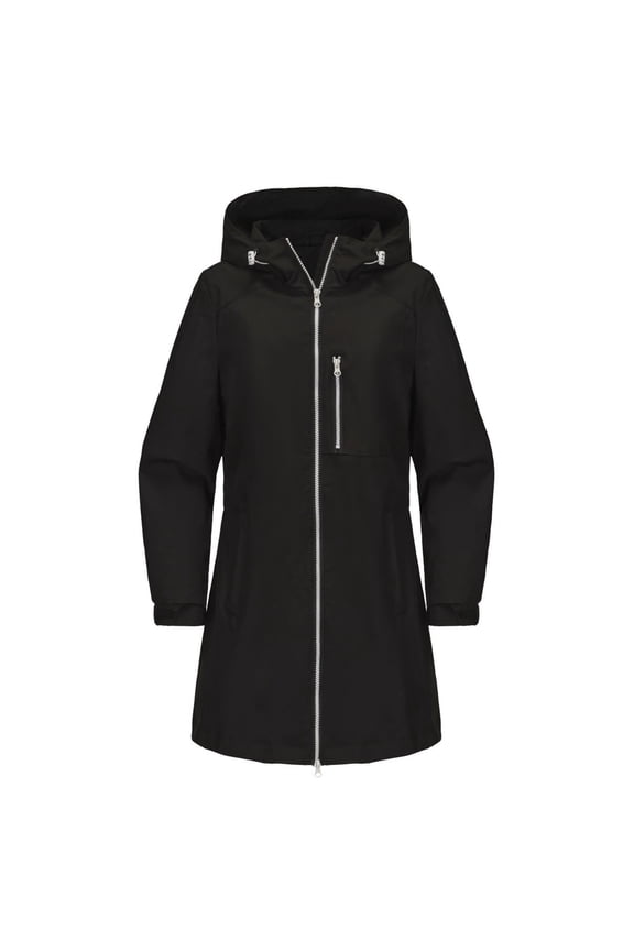 Women Long Coat Womens Long Raincoat Ligtweight Rain Jacket Water Proof Outdoor Jackets with Hood Fall Windbreaker Long Sleeved Hooded Jacket Tops S-171 Black S
