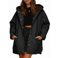 thumbnail image 1 of Women Long Diamond Quilted Hooded Jacket,Fashion Winter Coat Oversized Baggy, Warm Long Sleeve Jackets Black S, 1 of 7