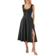 thumbnail image 1 of Women Long Dress, Sleeveless V-neck Lace Patchwork Summer A-line Dress Slit Dress, 1 of 10