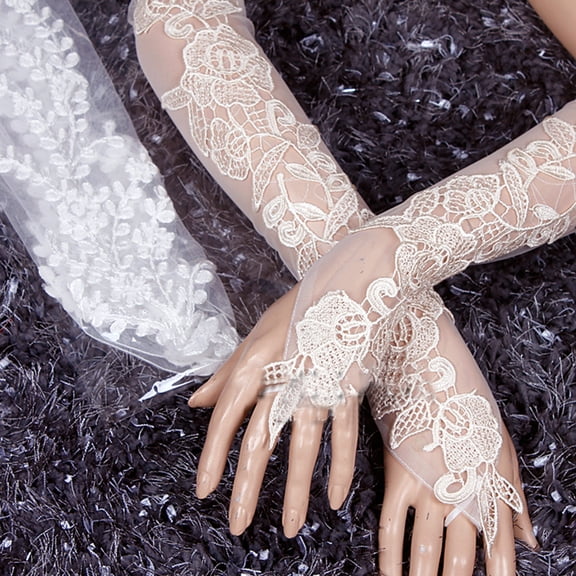 Women Long Fingerless Gloves for Wedding Prom Satin Bridal Party Gloves for Lady