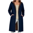 thumbnail image 1 of Women Long Fleece Hoodie Full Zip Sherpa Lined Jacket Thicken Warm Winter Coat Hooded Tunic with Pockets, 1 of 7