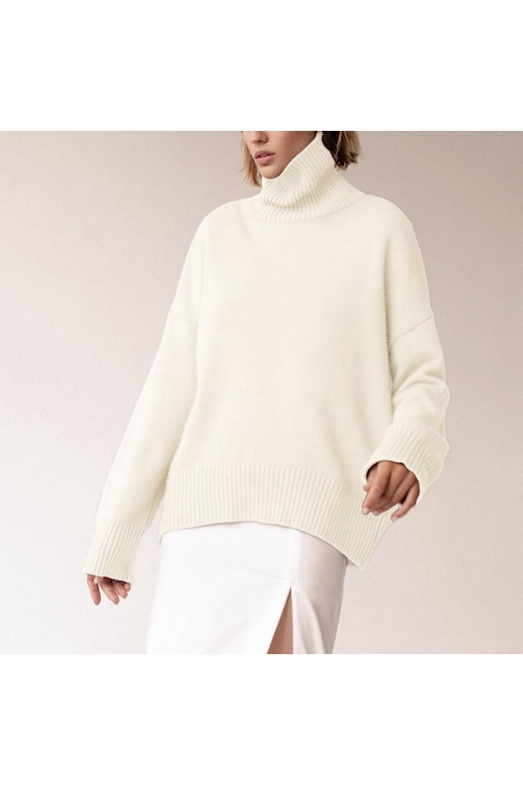 Women Long High Neck Solid Color Ribbed Knit Lightweight Pullover Sweater Retrofit Mens Sweater Sweater Zip Man Sweater Striped Button Detail Sweatshirt Shawl for Men Womens Zip Pullover