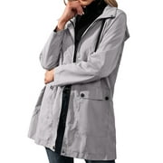 Women Long Lightweight Rain Jacket Waterproof Active Trench Raincoat with Hood Ladies Outdoor Windbreaker