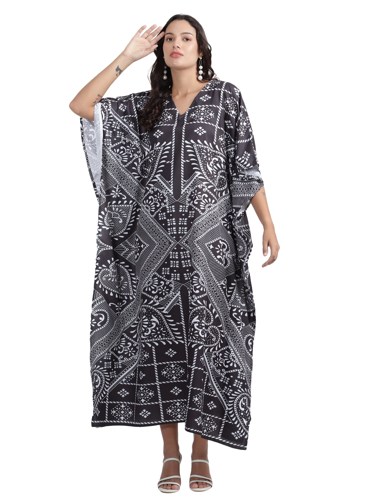 Women Long Maxi Plus Size Polyester Kaftan Caftan Gown Beach Casual ...