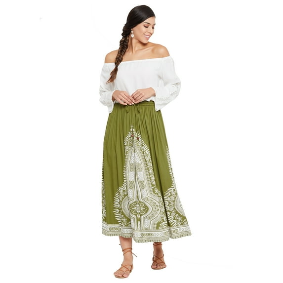 Women Long Maxi Skirt Elastic Hight Waist A Line Beach Holidays Skirts S-XL