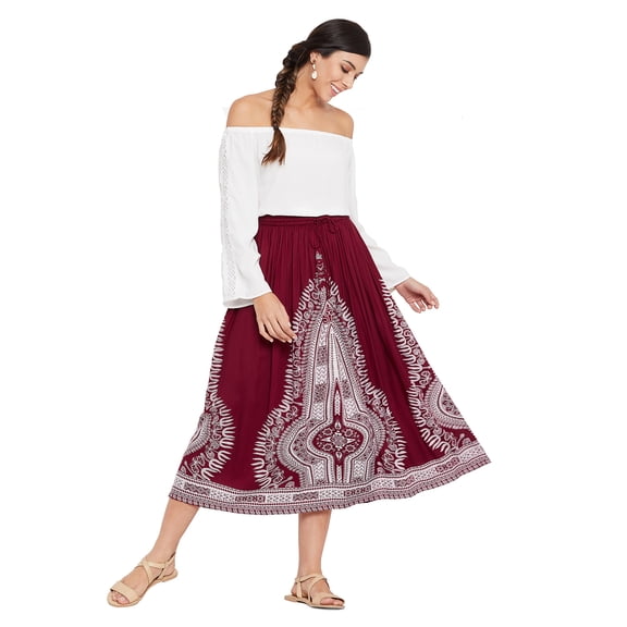 Women Long Maxi Skirt Elastic Hight Waist A Line Beach Holidays Skirts S-XL