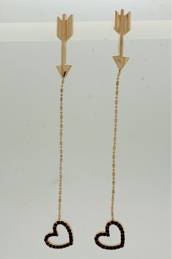 Women Long Metal Fashion Jewelry Earrings Set Red Love Bling Heart Big Arrow