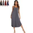 thumbnail image 1 of Women Long Nightgown V Neck Side Split Nightdress Sleepwear Nighty Sleeveless Nightwear for Spring Summer, 1 of 6