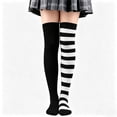 thumbnail image 1 of Women Long Over Knee Socks Color Block Asymmetric Halloween Left Right Foot Mandarin Duck Stockings Comfort White, 1 of 3