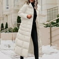 thumbnail image 1 of Women Long Puffer Coat Winter Warm Quilted Hooded Jacket Long Sleeve Full Length Padded down Outwear with Pockets New Light Fall Jacket Women White XXL, 1 of 4