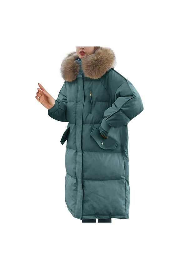 Women Long Quilted Coat Full Length Puffer Jackets with Hood Winter Warm Oversize Solid Color Down Jackets (Army Green L)