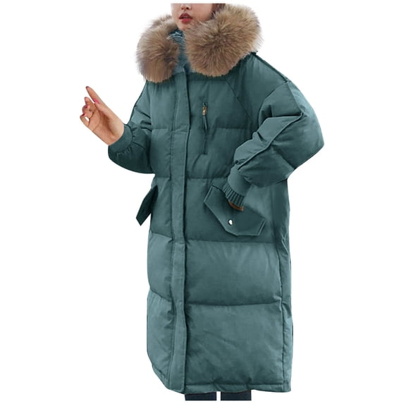 Women Long Quilted Coat Full Length Puffer Jackets with Hood Winter Warm Oversize Solid Color Down Jackets (Army Green S)
