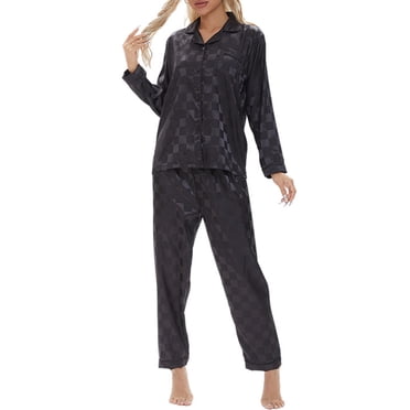 Women's Two-Piece Checked Pyjama Set with Long Sleeve Button Shirt