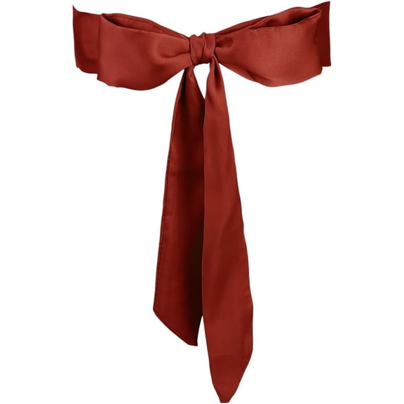 Women Long Skinny Scarf Belt Solid Color Neckerchief Ribbon Soft Silk Satin for Waist Wedding Sash Neck Tie Accessory for Dance Party Opening Night Dresses Skirt Gift Brown Making DIY