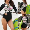 thumbnail image 1 of Women Long Sleeve 1-piece Swimsuits Plus Size Zipper Swimwear, 1 of 5