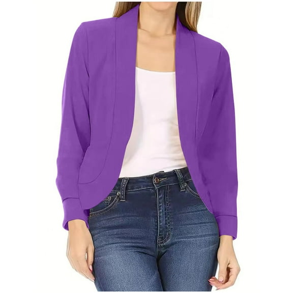 Women Long Sleeve Blazer Open Front Cardigan Jacket Work Office Blazer Casual Office Cropped Blazer